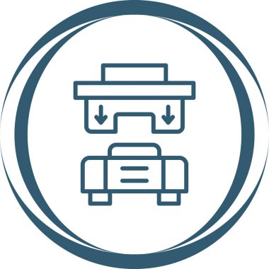 Web tasarımı, bilgi grafikleri ve daha fazlası için Creative Press Machine simgesi çizimi