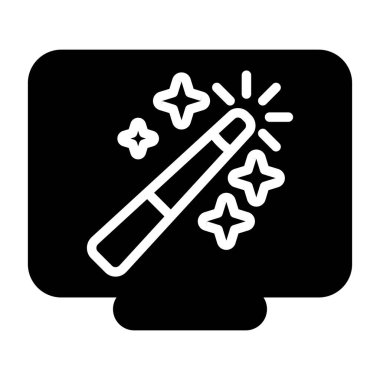 Masaüstü bilgisayar simgesi, vektör illüstrasyonu basit tasarım