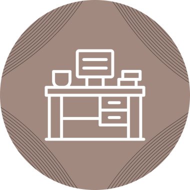 Office Desk web simgesi, basit vektör illüstrasyonu