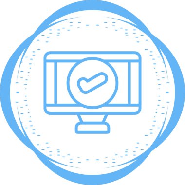 Sembolü güncelle, monitör simgesi üzerindeki işaretle, vektör illüstrasyonu