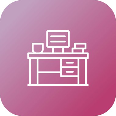 Office Desk web simgesi, basit vektör illüstrasyonu