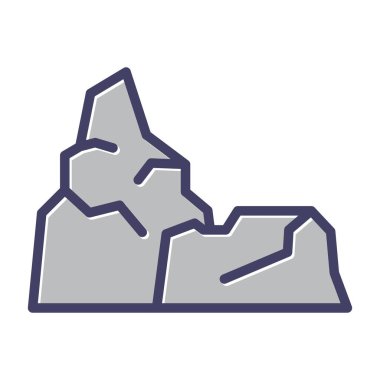 Kayaların simgesi, düz tasarım biçimi  