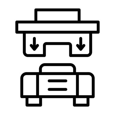 Web tasarımı, bilgi grafikleri ve daha fazlası için Creative Press Machine simgesi çizimi