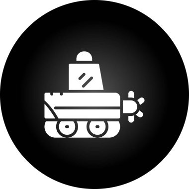 Glyph Biçimli Hendek Makinesi Simgesi, Beyaz Arkaplanda Renkli Vektör