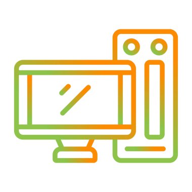 Masaüstü bilgisayar simgesi, vektör illüstrasyonu basit tasarım