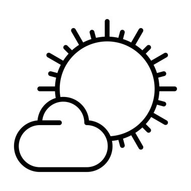 güneş ve bulutlar web simgesi basit illüstrasyon