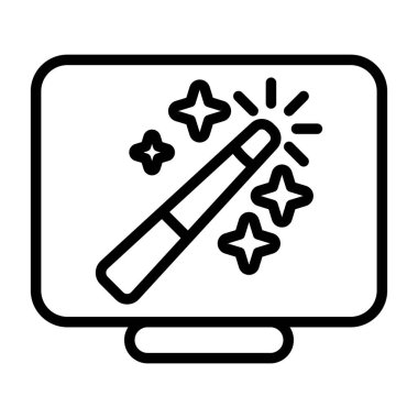 Masaüstü bilgisayar simgesi, vektör illüstrasyonu basit tasarım