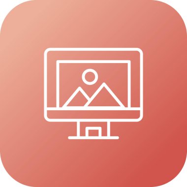 Bilgisayar ekranında illüstrasyon, vektör basit tasarım