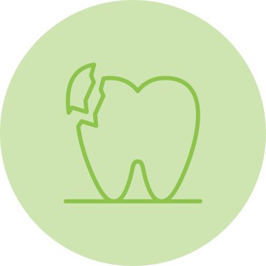 Düz stil olarak kırık diş simgesi