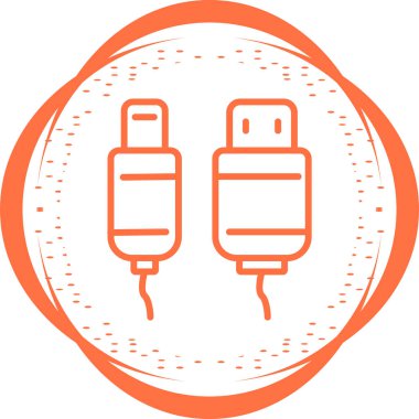  Usb Kablo ağ simgesi vektör illüstrasyonu 