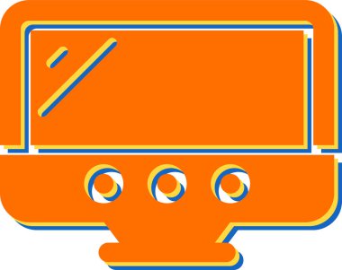 Masaüstü bilgisayar simgesi, vektör illüstrasyonu basit tasarım