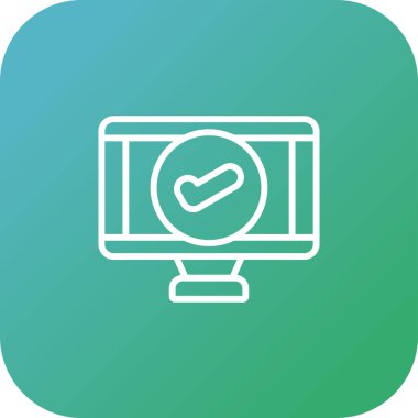 Sembolü güncelle, monitör simgesi üzerindeki işaretle, vektör illüstrasyonu