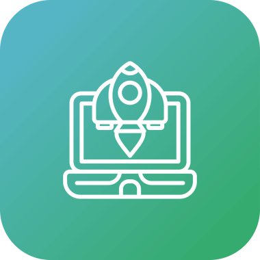 Roket. Web simgesi basit illüstrasyon