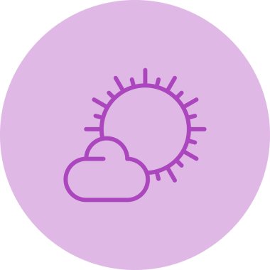 güneş ve bulutlar web simgesi basit illüstrasyon