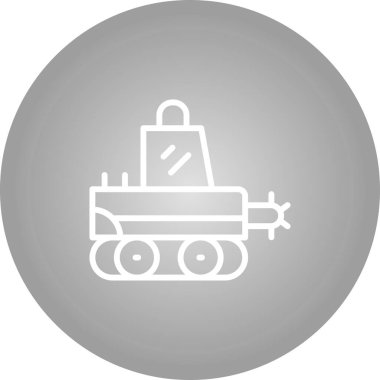 Glyph Biçimli Hendek Makinesi Simgesi, Beyaz Arkaplanda Renkli Vektör