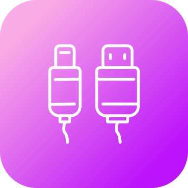  Usb Kablo ağ simgesi vektör illüstrasyonu 