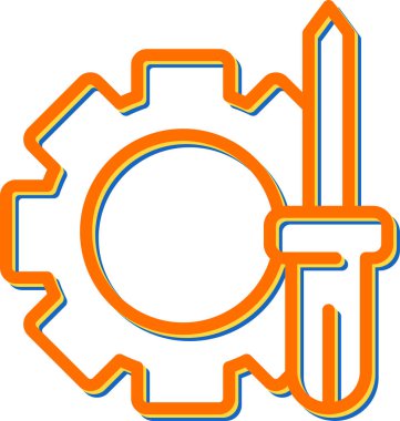 Anahtar ve dişli, simge basit illüstrasyon