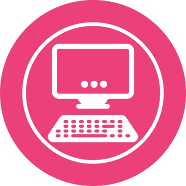 Masaüstü bilgisayar simgesi, vektör illüstrasyonu basit tasarım