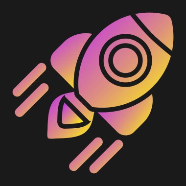 Roket. Web simgesi basit illüstrasyon