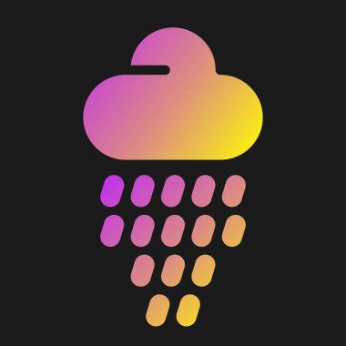 Yağmurlu hava çizgisi ikon vektör çizimi 