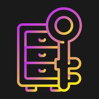 Mobilya dolabı ikonu. Mutfak ya da banyo dolabı tabelası. İş yeri dosya depolama çelik kabin vektör sembolü.