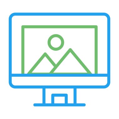 Bilgisayar ekranında illüstrasyon, vektör basit tasarım