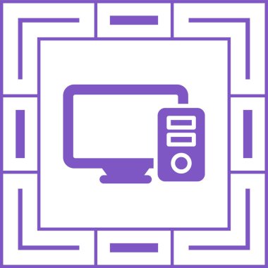 Masaüstü bilgisayar simgesi, vektör illüstrasyonu basit tasarım