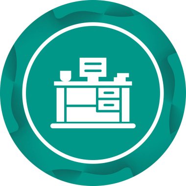 Office Desk web simgesi, basit vektör illüstrasyonu