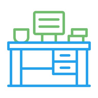 Office Desk web simgesi, basit vektör illüstrasyonu