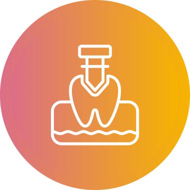 Diş matkabı olan diş basit simgesi, web illüstrasyonu