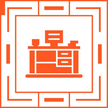 Office Desk web simgesi, basit vektör illüstrasyonu