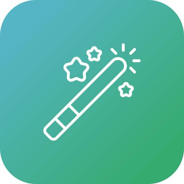 Sihirli değnek simgesi, basit vektör çizimi