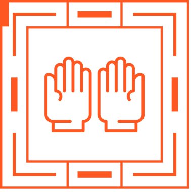 Bir elin kırmızı ve beyaz simgesinin vektör çizimi