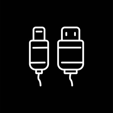  Usb Kablo ağ simgesi vektör illüstrasyonu 