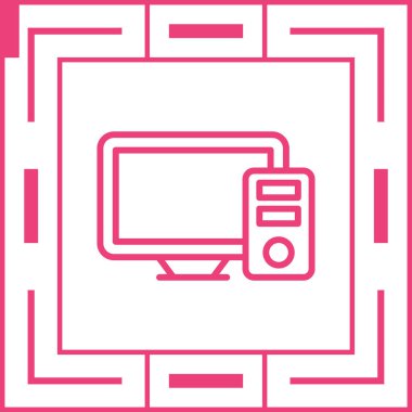 Masaüstü bilgisayar simgesi, vektör illüstrasyonu basit tasarım