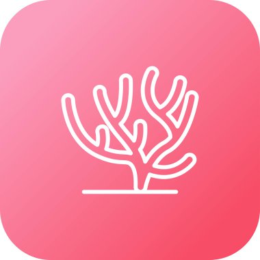 Beyaz arkaplanda izole edilmiş mercan simgesi, deniz polipinin gösterimi 