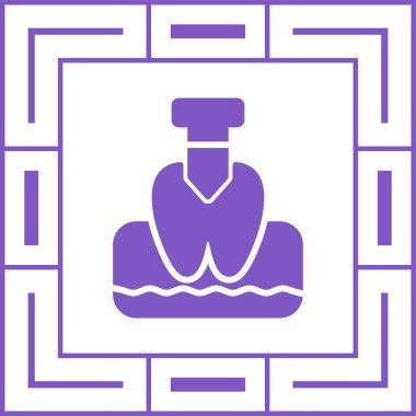 Diş matkabı olan diş basit simgesi, web illüstrasyonu