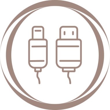  Usb Kablo ağ simgesi vektör illüstrasyonu 