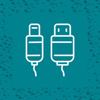  Usb Kablo ağ simgesi vektör illüstrasyonu 