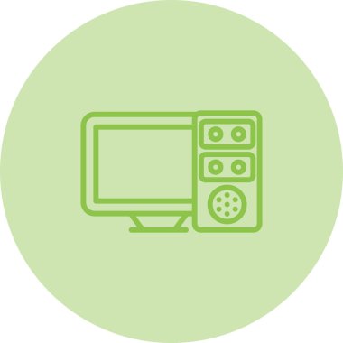 Masaüstü bilgisayar simgesi, vektör illüstrasyonu basit tasarım