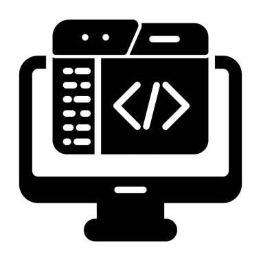 Kod Düzenleyici Web simgesi vektör illüstrasyonu