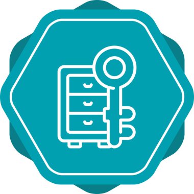 Mobilya dolabı ikonu. Mutfak ya da banyo dolabı tabelası. İş yeri dosya depolama çelik kabin vektör sembolü.