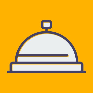 Kaplanmış yemek tepsisi, otel odası servis ikonu, vektör illüstrasyonu  