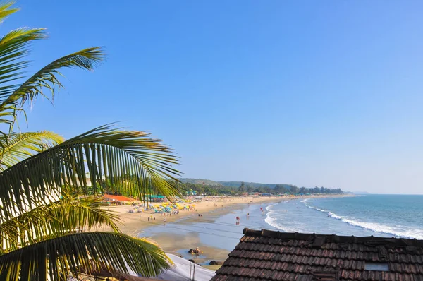 Arambol, Goa ve Hindistan 'daki kumlu sahilde güzel bir manzara.