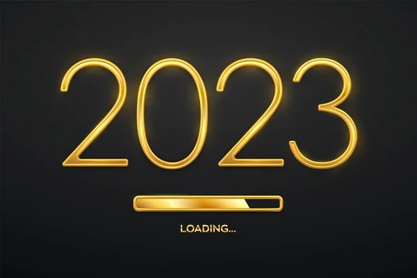Mutlu 2023 Yılları Altın Metalik Lüks 2023 Numaralı Altın Yükleme — Stok Vektör