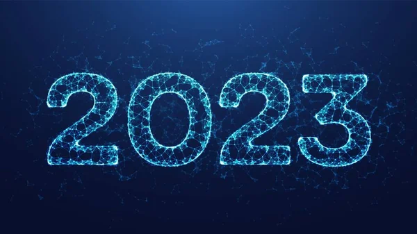 Mutlu Yıllar 2023 Geometrik Düşük Çokgen 2023 Sayıları Yeni Yıl — Stok Vektör