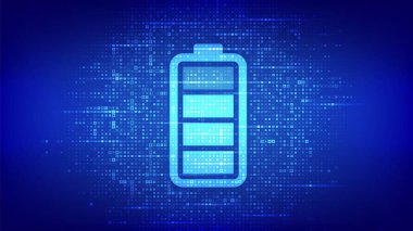 Battery icon made with electricity signs. Charging point station. Rechargeable accumulator. Battery power supply background. Energy Efficiency. Vector illustration