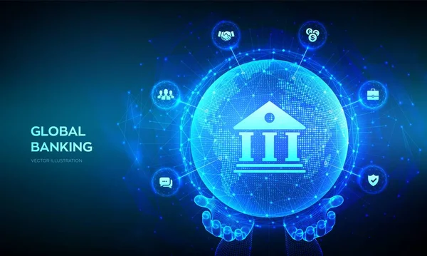 Bankowość Finansów Sieci Bankowych Biznesowe Globalne Łącze Internetowe Technologia Finansowa — Wektor stockowy