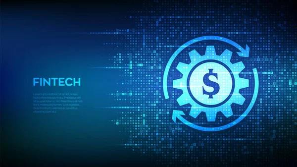 Fintech Ikone Mit Währungssymbolen Finanztechnologie Online Banking Und Crowdfunding Business — Stockvektor