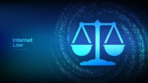 Internetové Právo Kyberprávo Jako Digitální Právní Služby Nebo Koncept Line — Stockový vektor